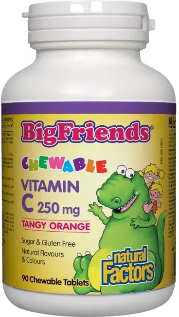 Natural Factors Big Friends Chewable Vitamin C Orange Витамин C за деца 250 мг х 90 дъвчащи таблетки