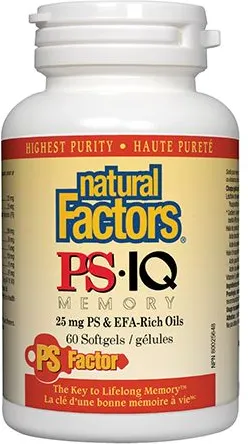 Natural Factors PS-IQ Memory при смущения на паметта и работа под висок стрес 498 мг х 60 софтгел капсули