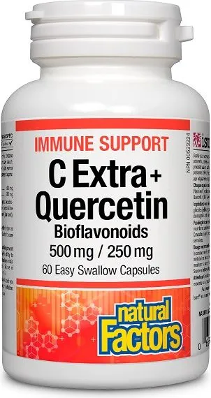 Natural Factors Immune Support C Extra + Quercetin Bioflavonoids Витамин С 500 mg + Кверцетин Биофлавоноиди 250 mg х60 капсули