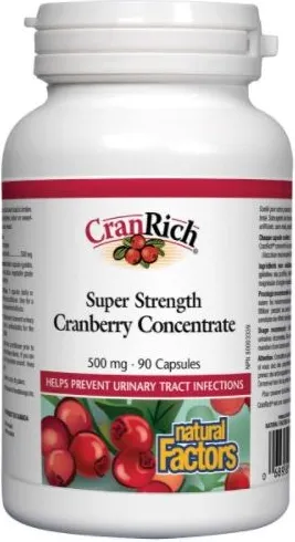 Natural Factors CranRich Super Strength Cranberry Concentrate Червена боровинка при инфекции на пикочните пътища 500 мг х 90 капсули