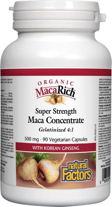 Natural Factors MacaRich Maca Concentrate Мака концентрат - при умора, стрес и хормонален дисбаланс 500 мг х 90 капсули