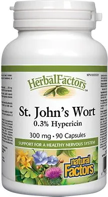 Natural Factors St. John's Wort Жълт кантарион подобрява настроението и съня 300 мг х 90 капсули