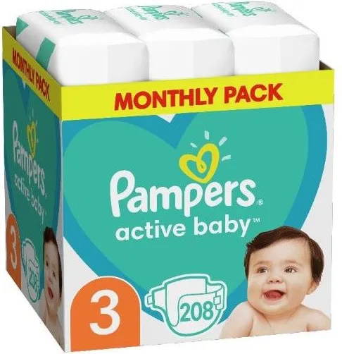 Пелени Pampers Active Baby Размер 3 S 208 бр Procter & Gamble