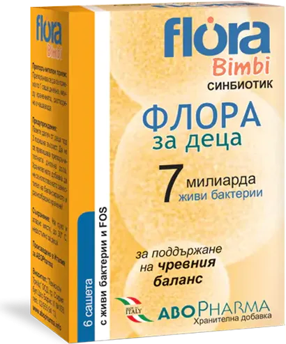 AboPharma Flora Bimbi 7 Синбиотик за деца за поддържане на чревния баланс 6 сашета