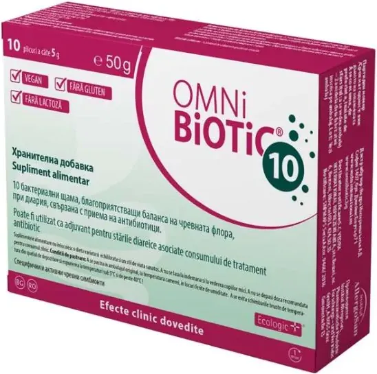 Omni Biotic 10 Пробиотик за баланс на чревната флора 5 гр 10 сашета