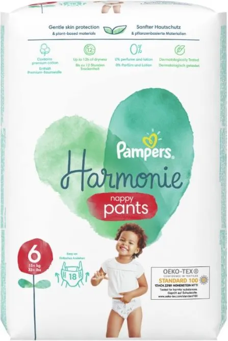 Пелени - гащички Pampers Harmonie Nappy Pants 15 + кг Размер 6 18 бр