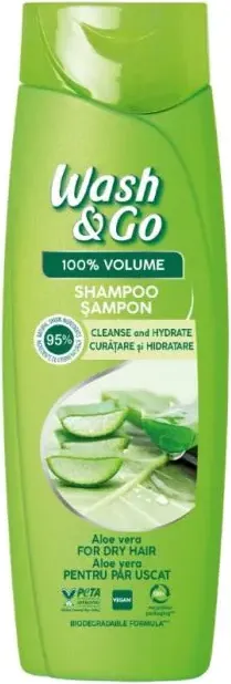 Wash & Go Aloe Vera Extract Шампоан за обем за суха коса с екстракт от алое вера 360 мл