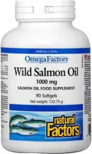 Natural Factors Wild Pacific Salmon Oil Рибено масло от дива сьомга от свободно плуващи риби 1000 мг х 90 софтгел капсули