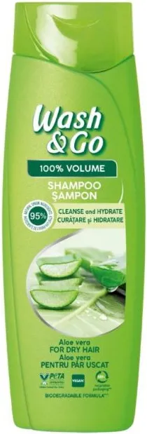 Wash & Go Aloe Vera Extract Шампоан за обем за суха коса с екстракт от алое вера 360 мл