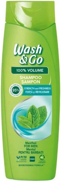 Wash & Go Men Menthol Fresh Мъжки шампоан с ментол за всеки тип коса 400 мл