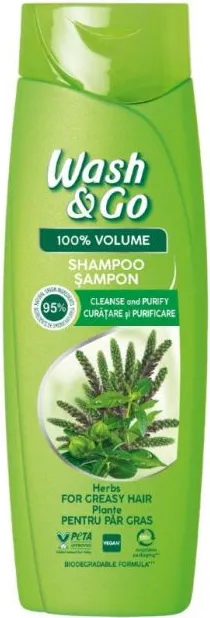 Wash & Go Herbal Extract Шампоан за обем за мазна коса с билков екстракт 360 мл