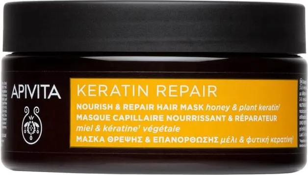 Apivita Nourish & Repair Възстановяваща и подхранваща маска за коса с маслиново масло и мед 200 мл