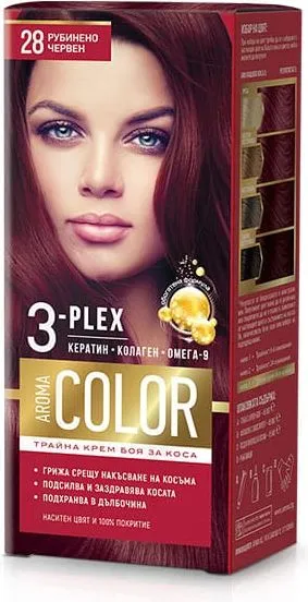 Color 3-Plex Трайна крем боя за коса Цвят № 28 Рубинено червен