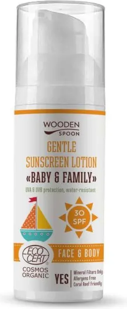 Wooden Spoon  Baby&Family Invisible Zinc Био слънцезащитен лосион SPF30 50 мл