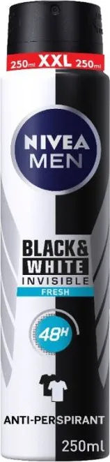 Nivea Men Black & White Invisible Fresh Дезодорант спрей против изпотяване за мъже 250 мл