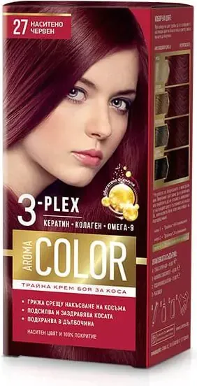 Color 3-Plex Трайна крем боя за коса Цвят № 27 Наситено червен