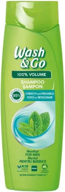 Wash & Go Men Menthol Fresh Мъжки шампоан с ментол за всеки тип коса 400 мл