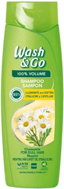 Wash & Go Chamomile Extract Шампоан за коса за блясък и обем с екстракт от лайка 360 мл