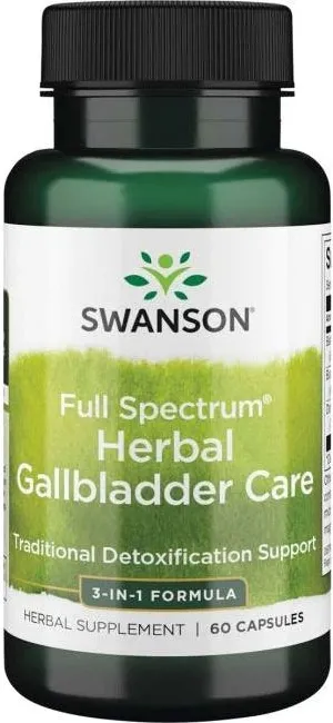 Swanson Full Spectrum Herbal Gallbladder Care Билкова добавка за здравето на жлъчката 200/200/200 мг х 60 капсули