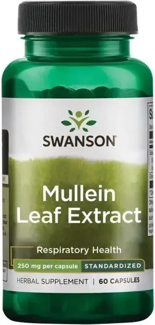 Swanson Full Spectrum Mullein Leaf Листа от лопен - стандартизиран продукт 312.5 мг х 60 капсули