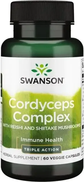 Swanson Cordyceps Complex with Reishi and Shiitake Mushrooms Кордицепс комплекс с гъби Рейши и Шийтаке 600 мг х 60 капсули