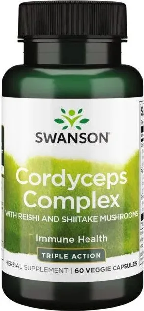 Swanson Cordyceps Complex with Reishi and Shiitake Mushrooms Кордицепс комплекс с гъби Рейши и Шийтаке 600 мг х 60 капсули