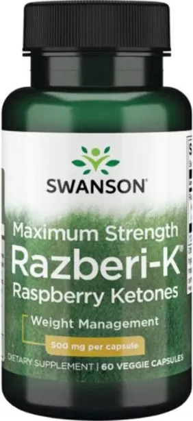 Swanson Maximum Strength Razberi-K Малинови кетони 500 мг х60 капсули