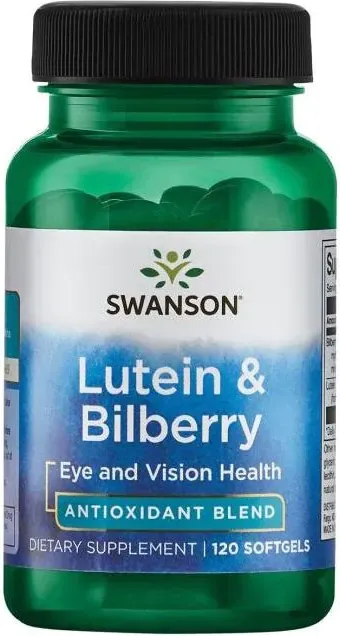 Swanson Standardized Lutein & Bilberry Стандартизиран лутеин и боровинки 26 мг х 120 софтгел капсули