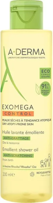 A-Derma Exomega Control Емолиентно душ-олио за суха и атопична кожа 200 мл