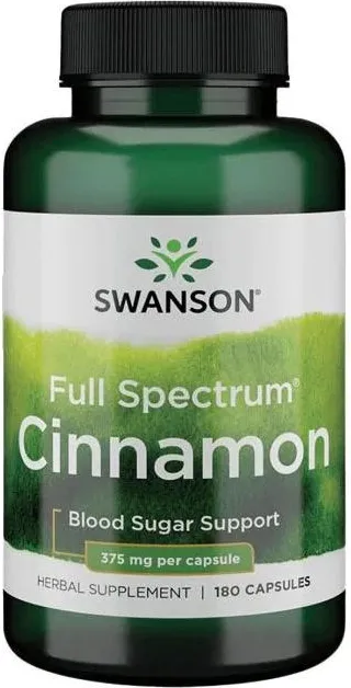 Swanson Full Spectrum Cinnamon Широкоспектърна канела 375 мг 180 капсули