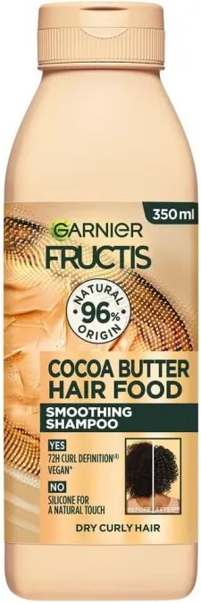 Garnier Fructis Cocoa Butter Hair Food Изглаждащ шампоан с какаово масло за непокорна коса 350 мл