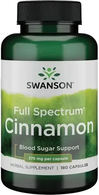 Swanson Full Spectrum Cinnamon Широкоспектърна канела 375 мг 180 капсули