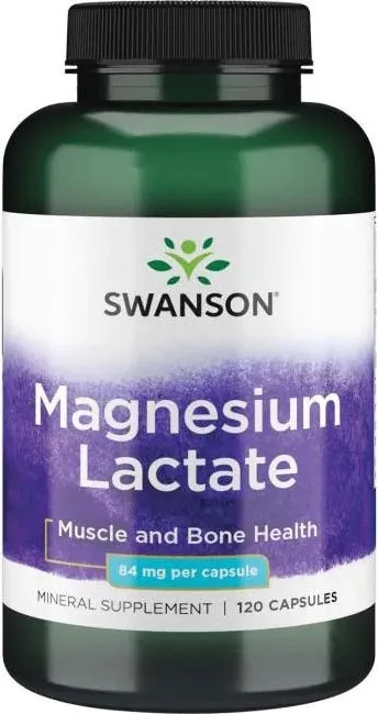 Swanson Magnesium Lactate Магнезиев лактат 84 мг х 120 капсули