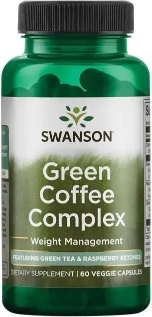 Swanson Green Coffee Complex Комплекс Зелено кафе, зелен чай и малинови кетони 60 капсули