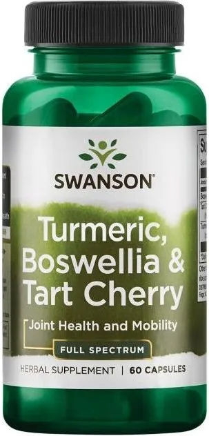 Swanson Full Spectrum Turmeric Boswellia Tart Cherry Пълен спектър куркума, босвелия и вишна 200/200/200 мг х 60 капсули