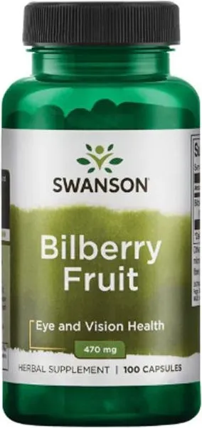 Swanson Bilberry Fruit Плодове от боровинка 470 мг х100 капсули