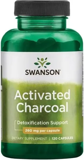 Swanson Activated Charcoal Активен въглен 260 мг х 120 капсули