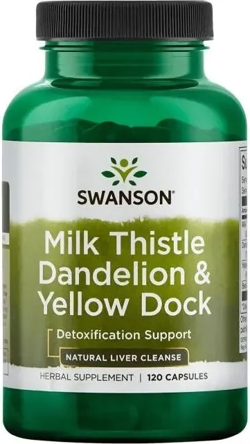 Swanson Milk Thistle, Dandelion & Yellow Dock Бял Трън, глухарче и къдрав лапад х 120 капсули