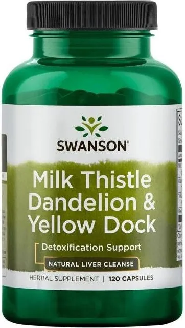 Swanson Milk Thistle, Dandelion & Yellow Dock Бял Трън, глухарче и къдрав лапад х 120 капсули