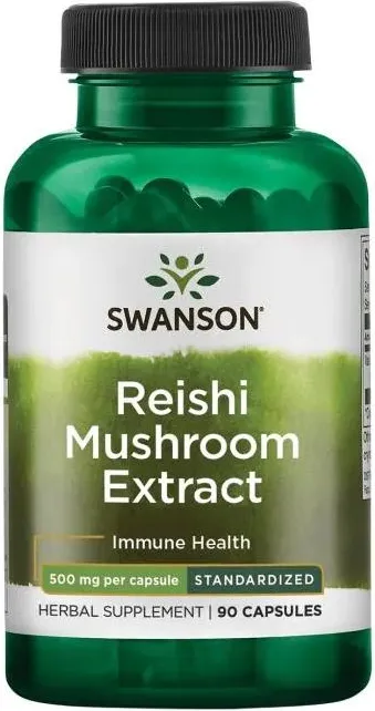 Swanson Reishi Mushroom Extract - Standardized Екстракт от гъба Рейши – стандартизиран 500 мг х 90 капсули