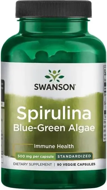 Swanson Spirulina Natural Blue-Green Algae 10% Phycocyanin Синьо-зелени водорасли с 10% Фикоцианин 500 мг х 90 капсули