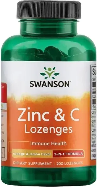 Swanson Zinc & C Lozenges Цинк и витамин C 25/100 мг х 200 таблетки за смучене