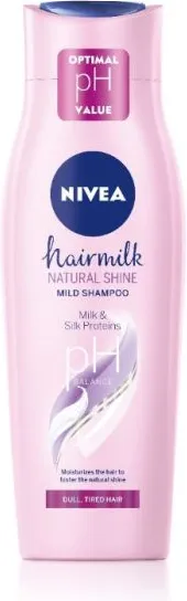 Nivea Hairmilk Natural Shine Подхранващ шампоан за блясък за изтощена коса 250 мл