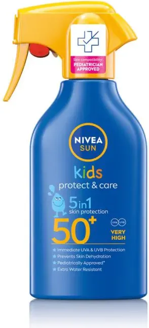 Nivea Sun Kids Protect & Care Детски слънцезащитен спрей с помпа SPF50+ 270 мл