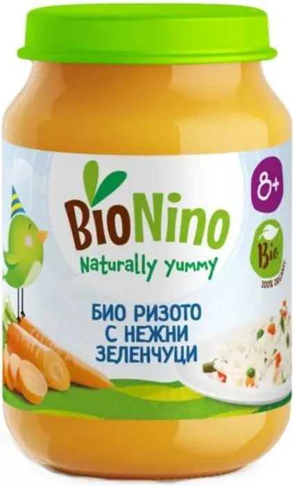 BioNino Био пюре ризото със зеленчуци 8М+ 190 гр