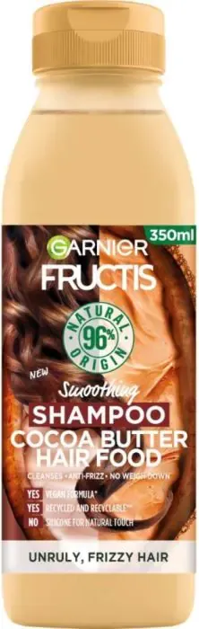 Garnier Fructis Cocoa Butter Hair Food Изглаждащ шампоан с какаово масло за непокорна коса 350 мл