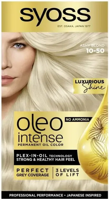 Syoss Oleo Intense Дълготрайна безамонячна крем боя за коса 10-50 Пепелно рус