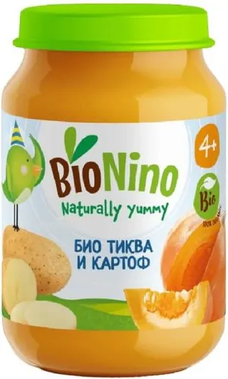 BioNino Био зеленчуково пюре тиква и картоф 4М+ 190 гр