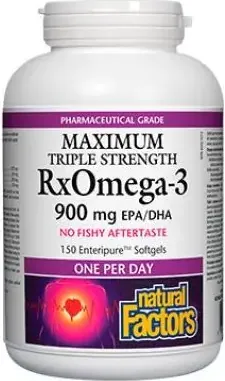 Natural Factors Maximum Triple Strength Rx Omega 3 поддържа сърдечно-съдовото здраве 900 мг х 150 софтгел капсули