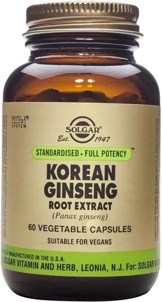 Solgar Korean Ginseng Root Extract Корейски Жен Шен за тонус и енергия х60 капсули